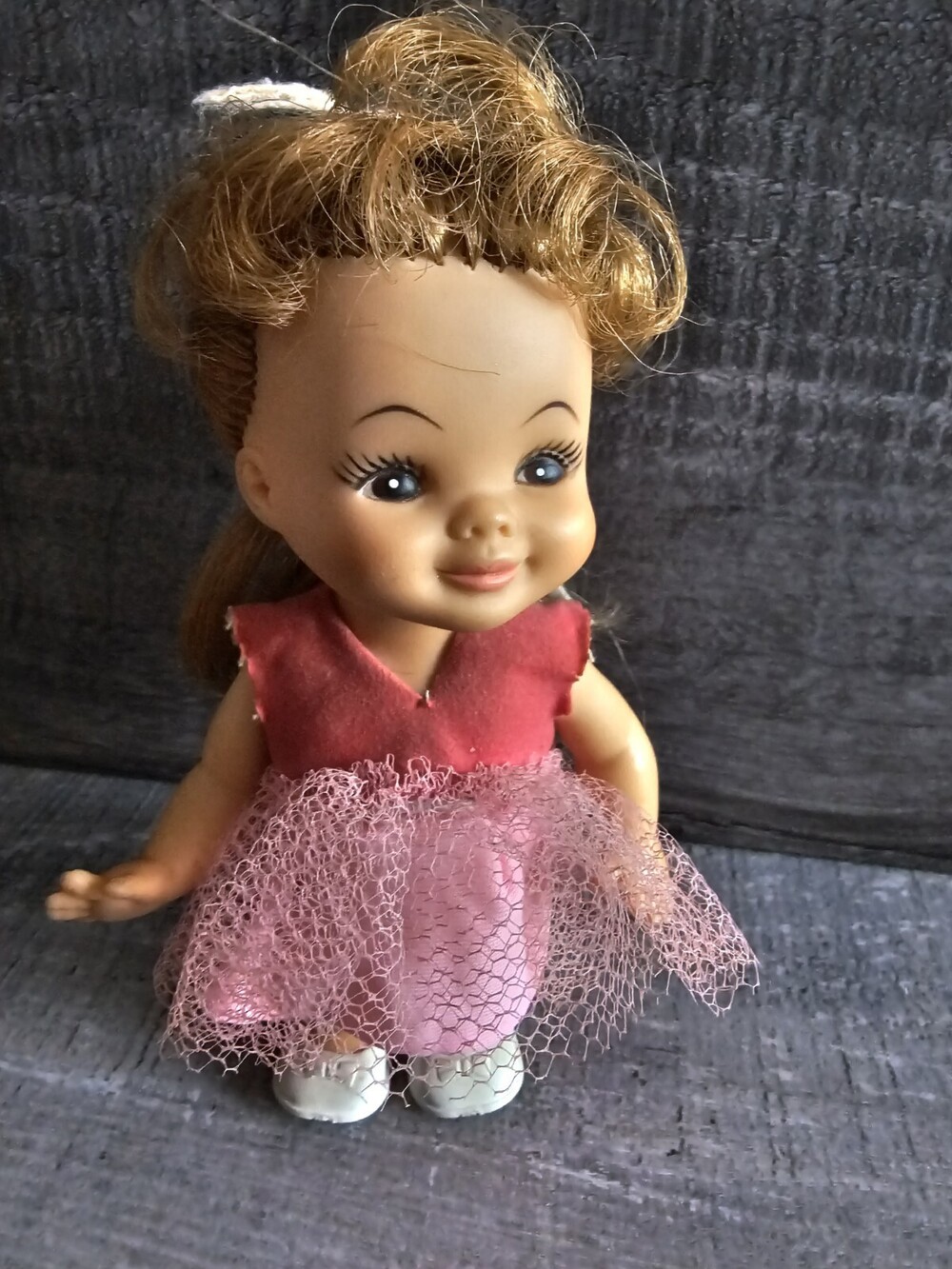 Horsman Dolls Inc 1967 Doll 6" Rooted Hair Key In Back Mini Dancer Pink Dress #4